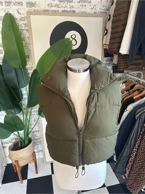 Olive Green Quilted Puffer Vest